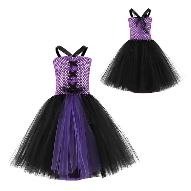EGNMCR Baby Girls Halloween Cosplay Witch Mesh Skirt Performance Skirt Girl Server