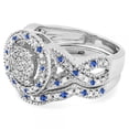 thumbnail image 2 of 0.55 Carat (ctw) 14K White Gold Round Blue Sapphire And White Diamond Womens Micro Pave Engagement Ring Set 1/2 CT, 2 of 4