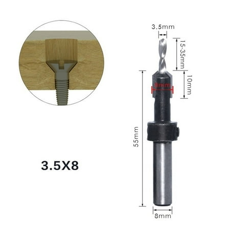 

8mm Shank Countersink Drill Self-Tapping Woodworking Screw Counter Bore Drill