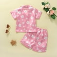 thumbnail image 4 of Toddler Baby Girls Boys 2Pcs Silk Pajamas Set Summer Short Sleeve Lapel Button Shirt Shorts Set Sleepwear, 4 of 8
