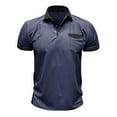 thumbnail image 4 of QUINDOS Mens Shirts Big and Tall Short Sleeve Casual Polo Collared Shirts Solid Regular Fit Loose Pockets T-shirts, 4 of 7