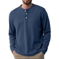 thumbnail image 4 of Henley Neck T-Shirt Men Basic Breathable Men's Long Sleeve Tops Tee Shirts Spring Casual Solid Color Button T Shirts, 4 of 4