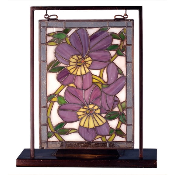 68409 Meyda 9.5"W X 10.53"H Pansies Lighted Mini Tabletop Window