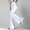 thumbnail image 5 of WTOBBY Ladies Fashion Loose Drawstring Waist Solid Color Cargo Pants Leisure Flares Casual Wear with Utility Pockets,White 2XL, 5 of 5