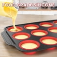 thumbnail image 2 of Silicone Muffin Pan with Carbon Steel Frame, 12 Cup Nonstick Bakeware, Easy Pop Cupcake Tins, Red, 2 of 9