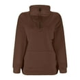 thumbnail image 5 of NOLDARES Women's Half Zip Sweatshirts Cropped Loose Fit Long Sleeve Pullover Soft Quarter Zipper Hoodies Fall Outfits 2024(Z5-Coffee,M), 5 of 6