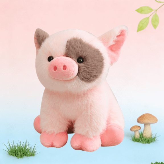 Fluffy Cute Pig Plush Toy 8in Soft Cartoon Pig Stuffed Farm Animal Doll Pillow Creative Birthday Gift