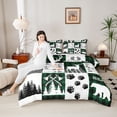 thumbnail image 4 of Feelyou Wildlife Moose Deer Queen Comforter Set, Green Buffalo Bedding Comforter Set, 3pcs, 4 of 8