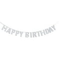 thumbnail image 1 of Banderines de 3 metros con purpurina "FELIZ CUMPLEAÑOS", decoración para fiesta de cumpleaños, banderines de papel, adornos colgantes, accesorios para fotos, decoración de habitaciones (plateados), 1 of 5