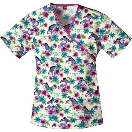 Simply Basic Eeyore Love Me Mock Wrap Scrub Top