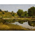 thumbnail image 2 of Henri-Joseph Harpignies 18x15 Gold Ornate Wood Frame and Double Matted Museum Art Print Titled - Sunny Landscape (1870), 2 of 4