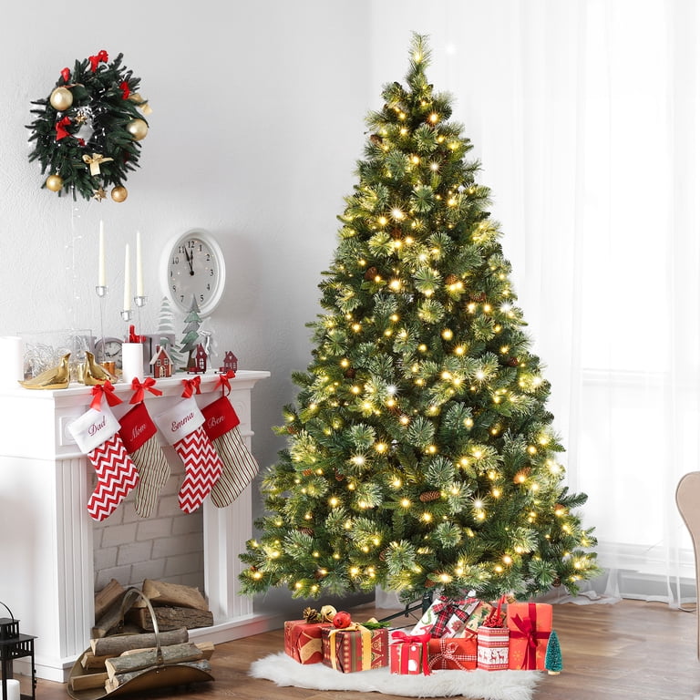 6FT Pre-Lit Artificial Christmas Tree with 500 LEDs, 900 Tips