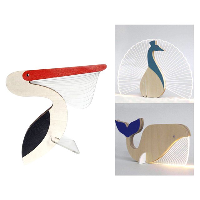 Gwong Decoración hogareña Lámpara decoración llamativa vívida madera ballena forma lámpara pantalla para el hogar Gwong 21066056