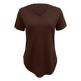 thumbnail image 5 of Bovemsi Womens Short Sleeve V Neck Loose Casual T Shirts Summer Tops, Brown Women's Summer Short Sleeve T-Shirts, XXL, 5 of 6