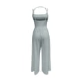 thumbnail image 5 of ZHOGXU Women's Jumpsuit Sleeveless Suspenders Solid Color Wide Leg Comfortable Fashion Romper For Everyday Wear,Grey,S, 5 of 6