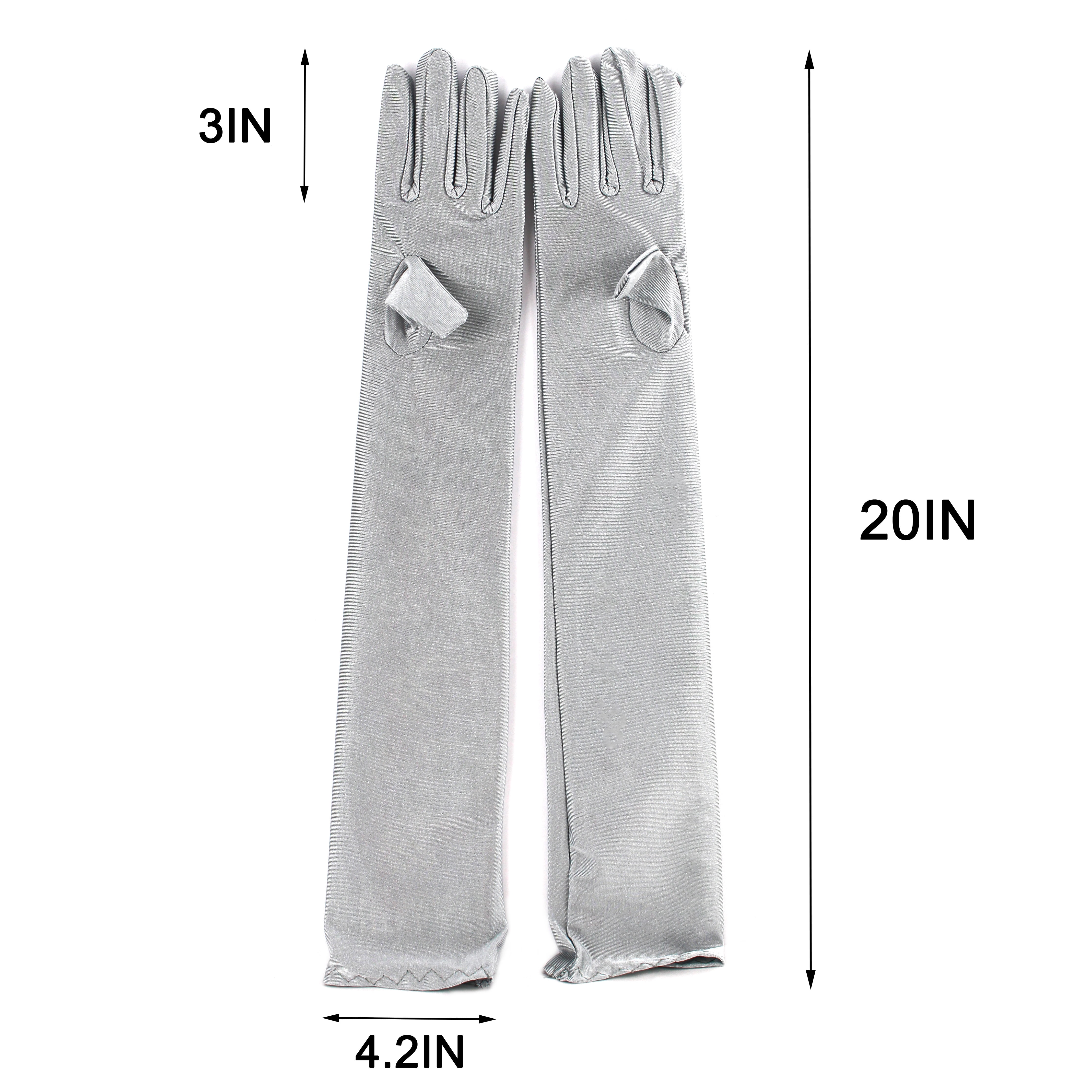 1920s’ Vintage Flapper Accessories Costumes Sliver Gloves for Opera Wedding Halloween Gatsby Theme Party Performance