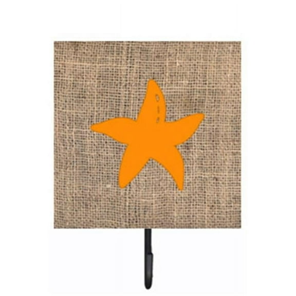 Carolines Treasures BB1100-BL-OR-SH4 Starfish Burlap And Orange Leash Or Key Holder