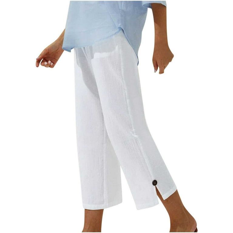Utoimkio Clearance Women s Casual Loose Capri Pants High Waisted Straight Leg Cropped Lounge Pants for Women Walmart