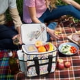 thumbnail image 5 of FORMRS Insulated Cooler Bag 24 Cans Capacity Soft Leakproof Lunch Box with Side Pockets, Yellow Wildflower Pattern, 5 of 7