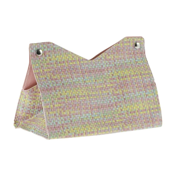 Funda de caja de pañ tissues de patrón tejido duradera de 1 pieza para mesa de sala de estar color rosa PU