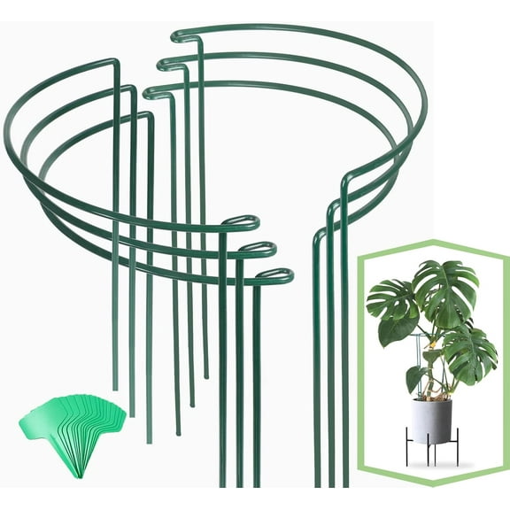 12 Pack Plant Support Stakes, 16 Inch Plant Stakes for Outdoor Plants, Peony Cages and Supports, Peony Cage with 15 Pcs Twist Ties, Flower Stakes Peonies Support Cages for Plants