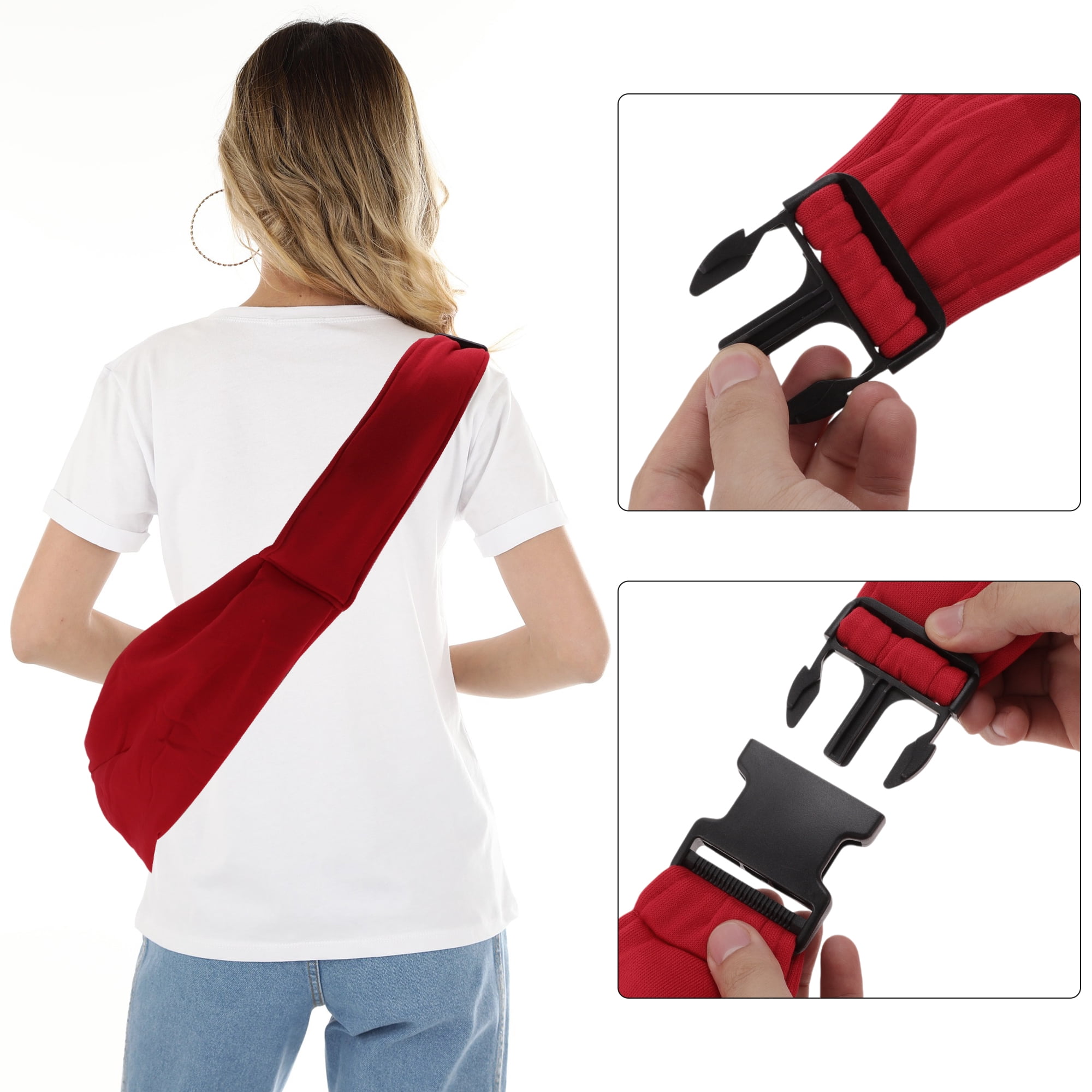 Unique Bargains Pet Sling Carrier Adjustable Pet Sling for Small Dogs Daily Walk Red