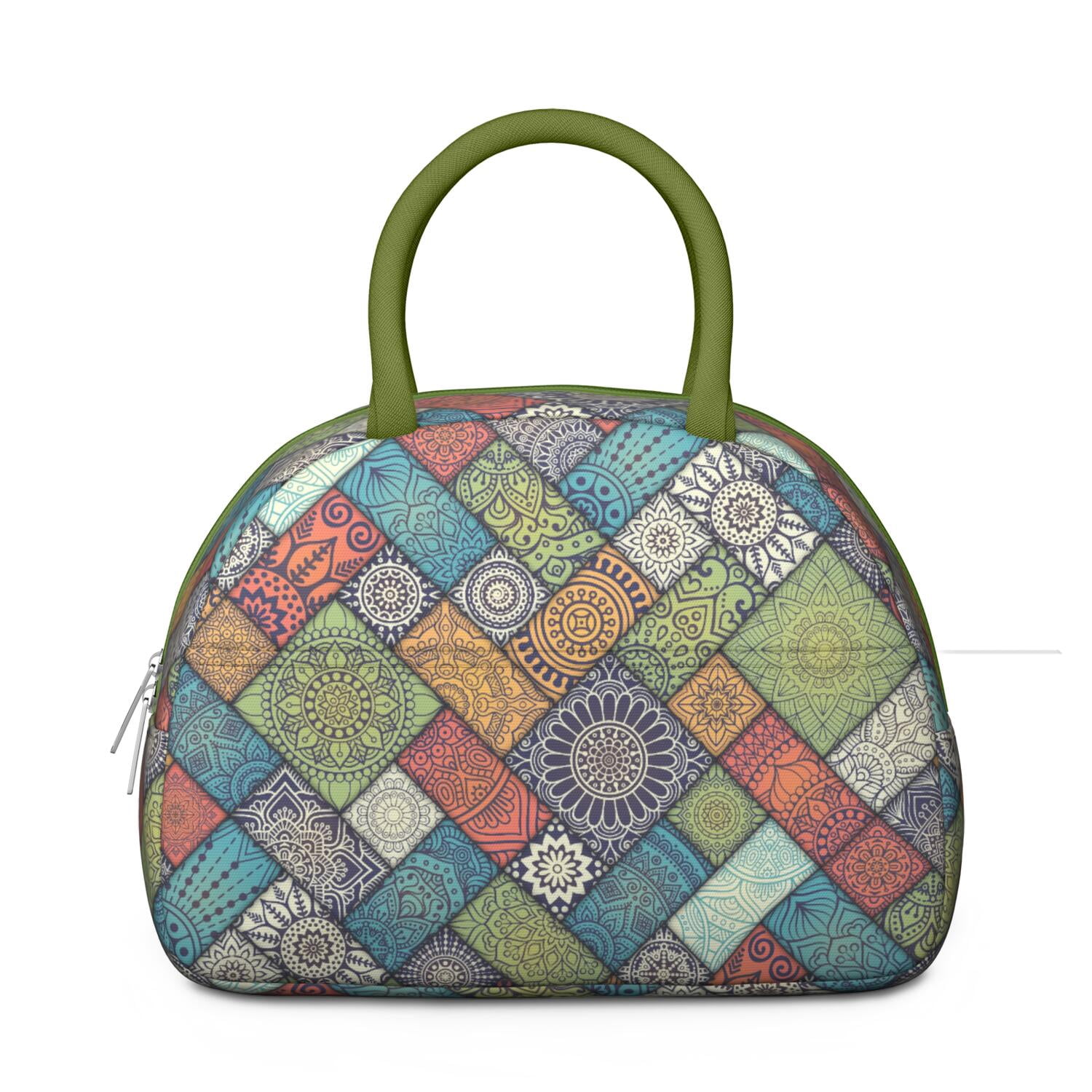 Rustic Bohemian Lunch Tote for Women, Ethnic Style Insulated Lunch Bag with Retro Hippie Patterns, Reusable Leakproof Cooler for Office or Picnic Use