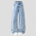 thumbnail image 2 of TOWED22 Girl's Distressed Jeans Baggy Wide Straight Leg Y2k Ripped Denim Pants Light Blue,11-13 Y, 2 of 5
