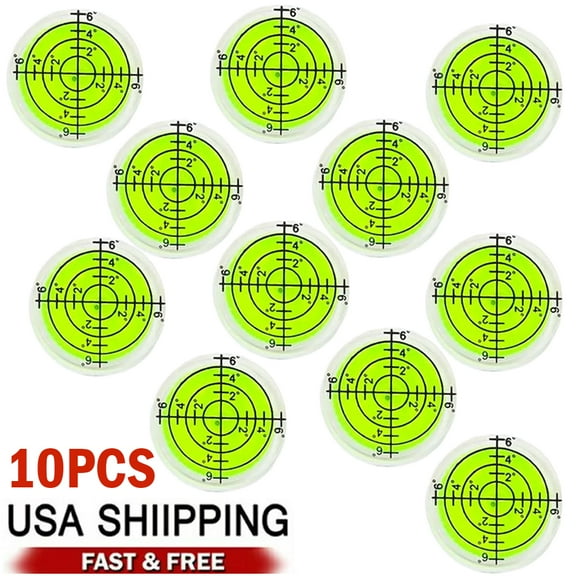 10Pcs Circular Bubble Level Bullseye Degree Marked Surface Round Spirit Levels