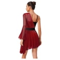 thumbnail image 2 of SiiRoh Figure Skating Dress for Women Color Block Asymmetrical Ballet Dress Lyrical Dancing Dresses Red M, 2 of 5