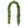 thumbnail image 5 of Guvpev 9FT Artificial Cedar Christmas Garland, Real Touch Green Faux Cypress Garland with Red Berries, Realistic Winter Greenery Garland for Table, Mantel, Wall, Indoor Outdoor Christmas Decorations, 5 of 9