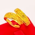 thumbnail image 1 of Cheers Opening All-match Gold Plated Alloy Dragon Phoenix Pattern Wide Couple Golden Ring for Valentine Day, 1 of 2