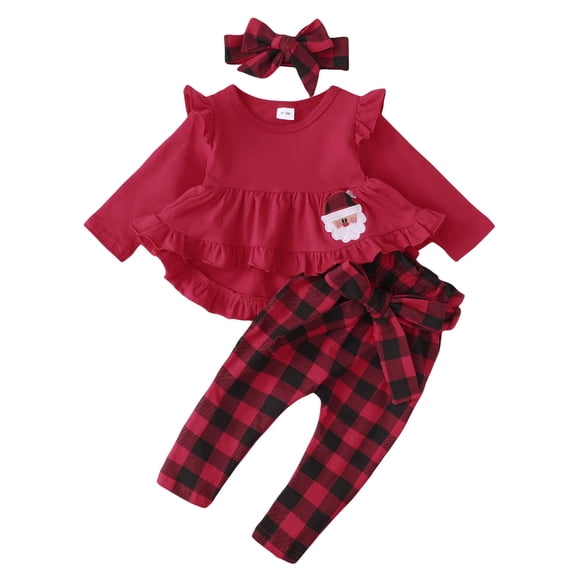 Camisa y pantalones rojos con volantes Kucnuzki 18-24 m para niños pequeños
