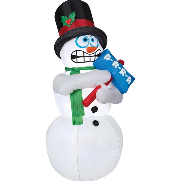 Gemmy Inflatable Animated Shivering Snowman LED Lighted Yard Decoration - 72 in
