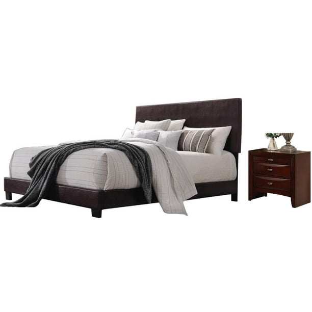 Ireland 2 Piece Bedroom Set With Twin Panel Bed And Nightstand In Espresso Walmart Com Walmart Com