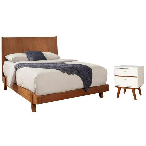Home Square 2-Piece Set with Queen Wood Platform Bed & 2 Drawer Nightstand