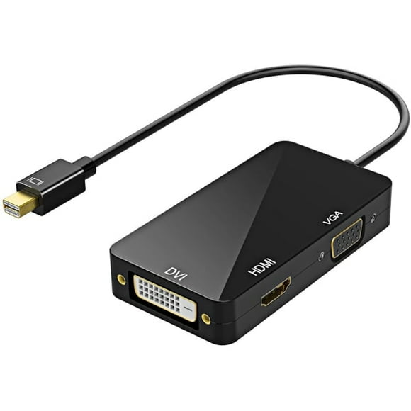 3 in 1 Thunderbolt Port Mini DisplayPort to HDMI DVI VGA Adapter Black