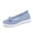 Blue, variant on Women's Knit Round Toe Flat Shoes Bow Decor Breathable Slip on Lightweight Casual Dress Sneakers for Daily Wear Blue Size 8