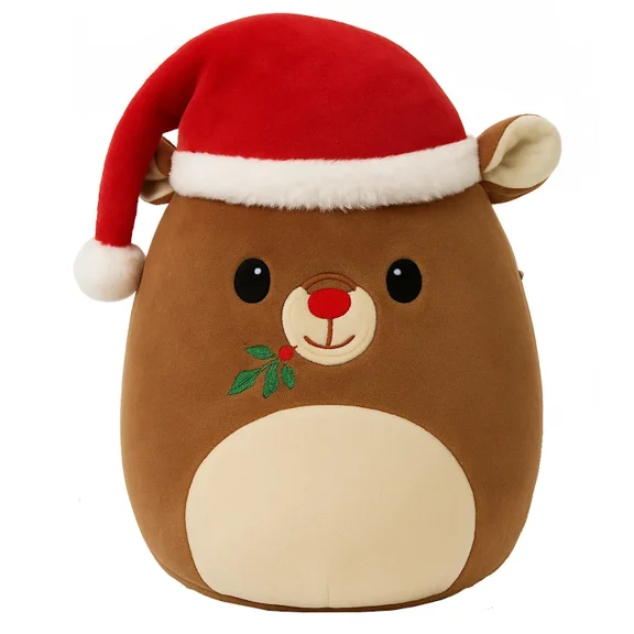 Squishmallows 2025 8-Inch Rudolph Christmas Squad Plush (Rudolph the Red-Nose Reindeer Holding Holly)