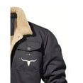 thumbnail image 3 of Men's casual heavyweight cotton-polyester jacket with buckle closure, multiple pockets and bull head logo - solid color autumn and winter coat, 3 of 5