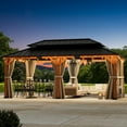 thumbnail image 6 of Modern Shade Rosewood 12'x20’Hardtop Gazebo,Cedar Framed Rosewood Pavilion with Double Galvanized Steel Roof,Permanent Patio Gazebo for Outdoor Brown, 6 of 8
