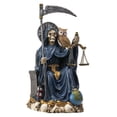 thumbnail image 6 of Seated Blue Santa Muerte With Scythe Scales of Justice And Wise Owl Figurine 9"H, 6 of 9