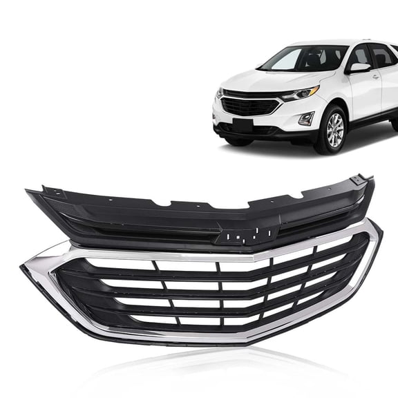 CROSSDESIGN Black&Chrom Front Bumper Upper Grille Fit for 2018-2020 Chevy Equinox