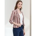 thumbnail image 4 of INSPIRE CHIC Blazer De Solapa Con Muescas Y Mangas 3/4 A Rayas Para Mujer Café marrón XL, 4 of 6