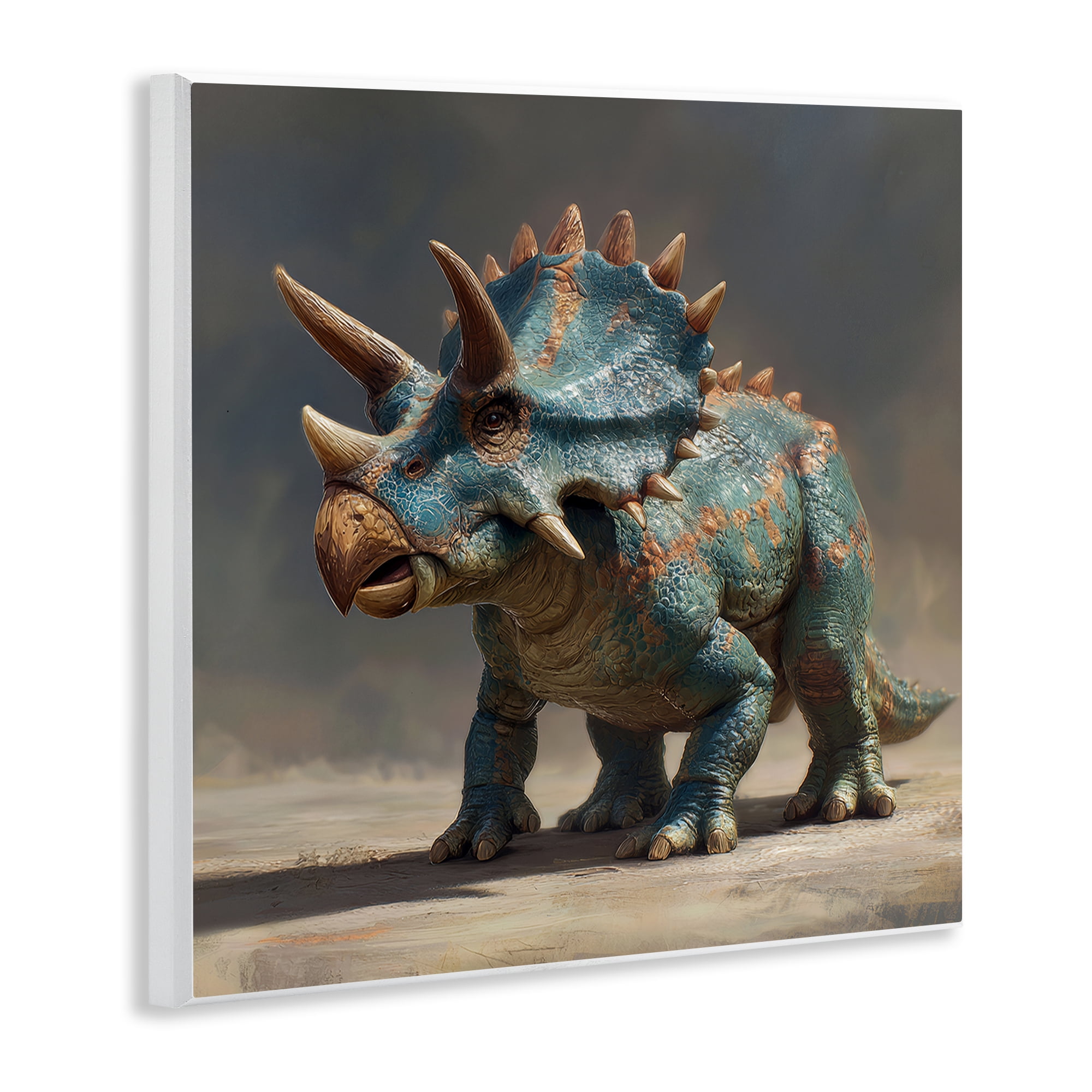 Stupell Industries Horned Triceratops at Sunrise Wall Plaque Art, design by Wumples
