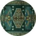 thumbnail image 1 of Ahgly Company Machine Washable Indoor Round Animal Turquoise Blue Traditional Area Rugs, 6' Round, 1 of 4