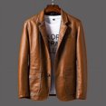 thumbnail image 3 of Nuevo y atractivo traje negro, chaqueta de cuero para hombre, abrigo holgado de tendencia para hombre, chaqueta Bomber para hombre, ropa de otoño, chaqueta de cuero para hombre locomotora, 3 of 4