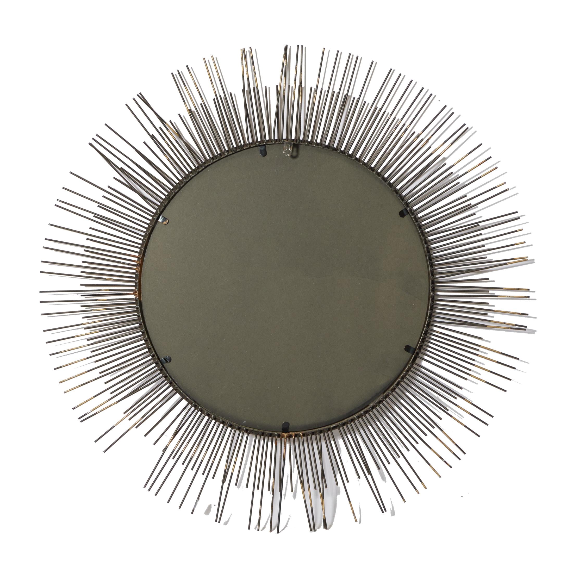 DecMode 36" x 36" Gold Starburst Wall Mirror with Thin Wire Rods