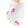 thumbnail image 3 of Urban-Peaock Women's Pink Ribbon Breast Cancer Awareness Crew Socks - 3 Pair Package - Sock Size 9-11, Shoe Size 4-10 (Black, White & Red), 3 of 4