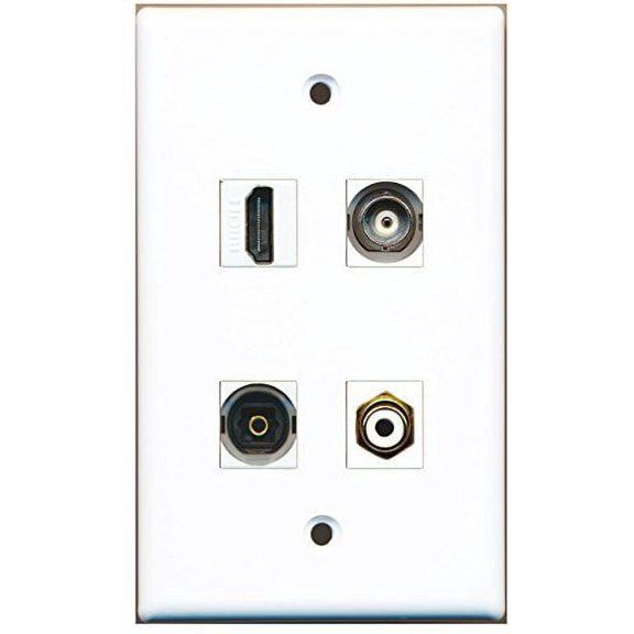 RiteAV - 1 Port HDMI 1 Port RCA White 1 Port Toslink 1 Port BNC Wall Plate
